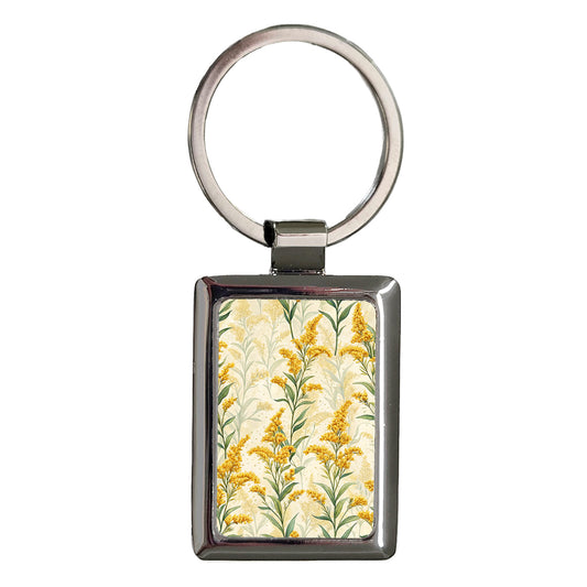 Goldenrod Flowers Background Rectangle Metal Keychain