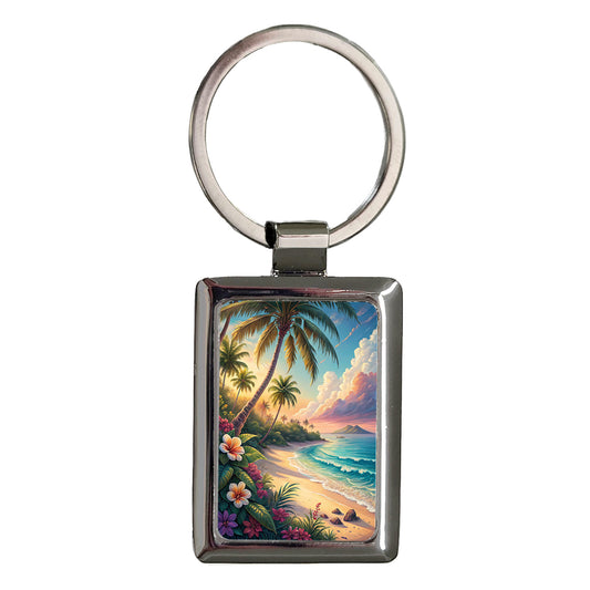 Gorgeous Hawaii Beach Tropical Scene Rectangle Metal Keychain