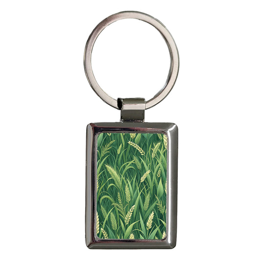 Grassy Grass Background Rectangle Metal Keychain