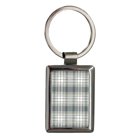Gray Plaid Background Rectangle Metal Keychain