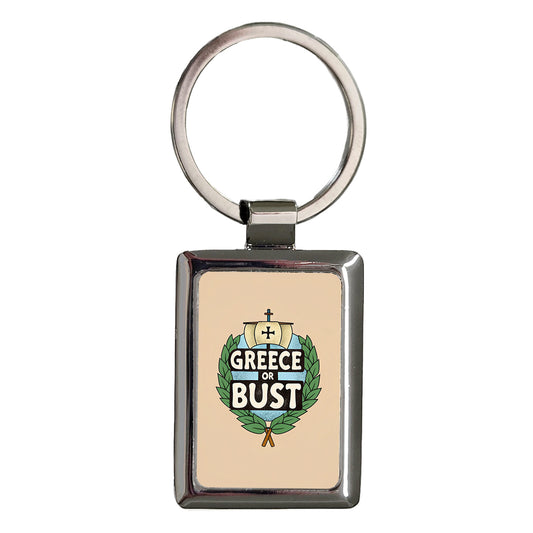 Greece Or Bust Vacation Rectangle Metal Keychain
