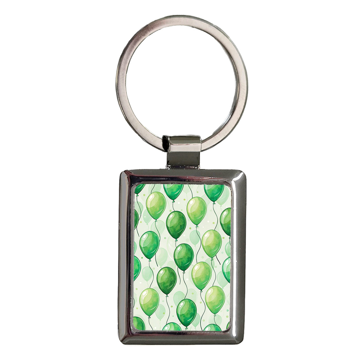 Green Balloons Background Rectangle Metal Keychain