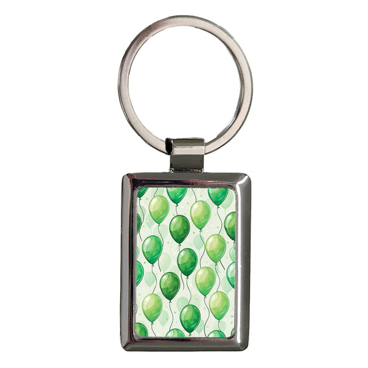Green Balloons Background Rectangle Metal Keychain
