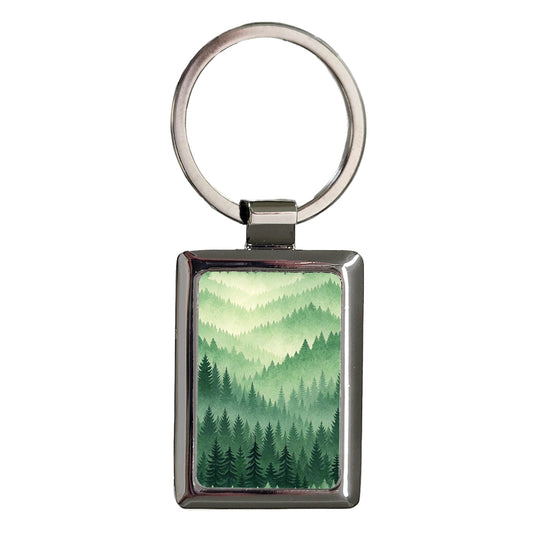 Green Ombre Forest Background Rectangle Metal Keychain