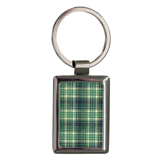 Green Small Plaid Background Rectangle Metal Keychain