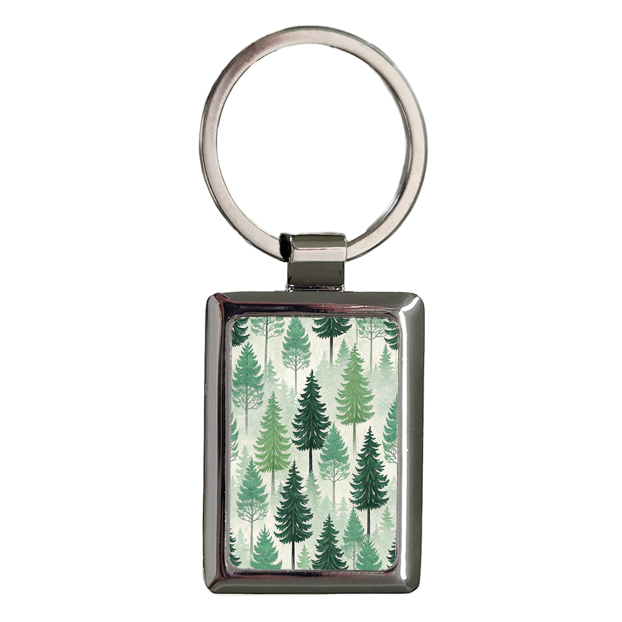 Green Trees Elegant Background Rectangle Metal Keychain