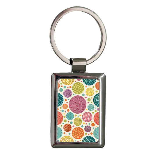 Groovy Polka Dots Colorful Background Rectangle Metal Keychain