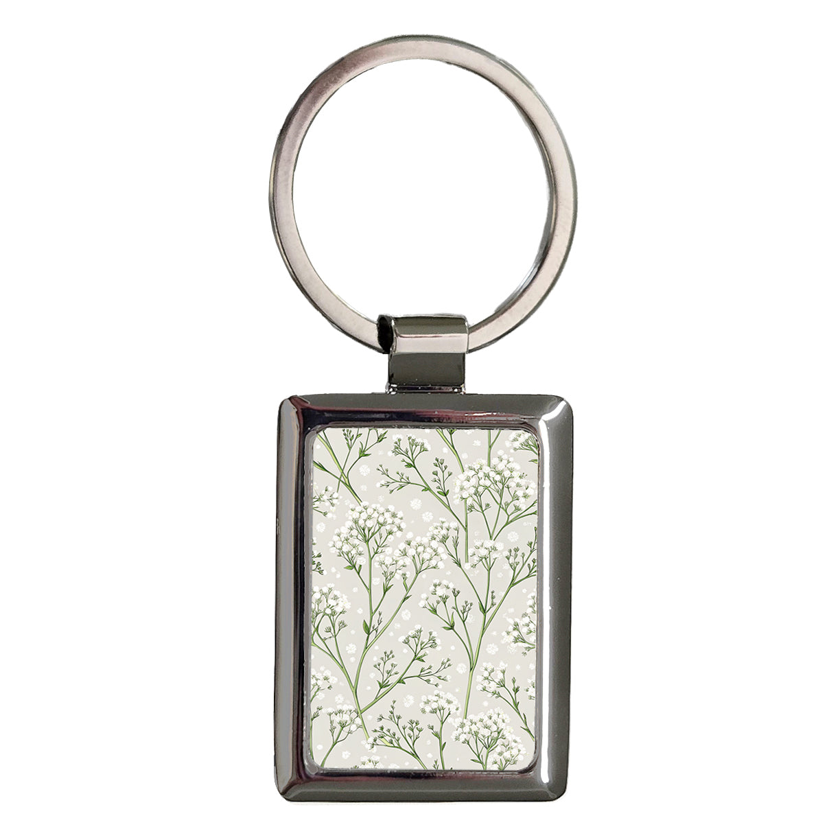 Gypsophila Flowers White Rectangle Metal Keychain