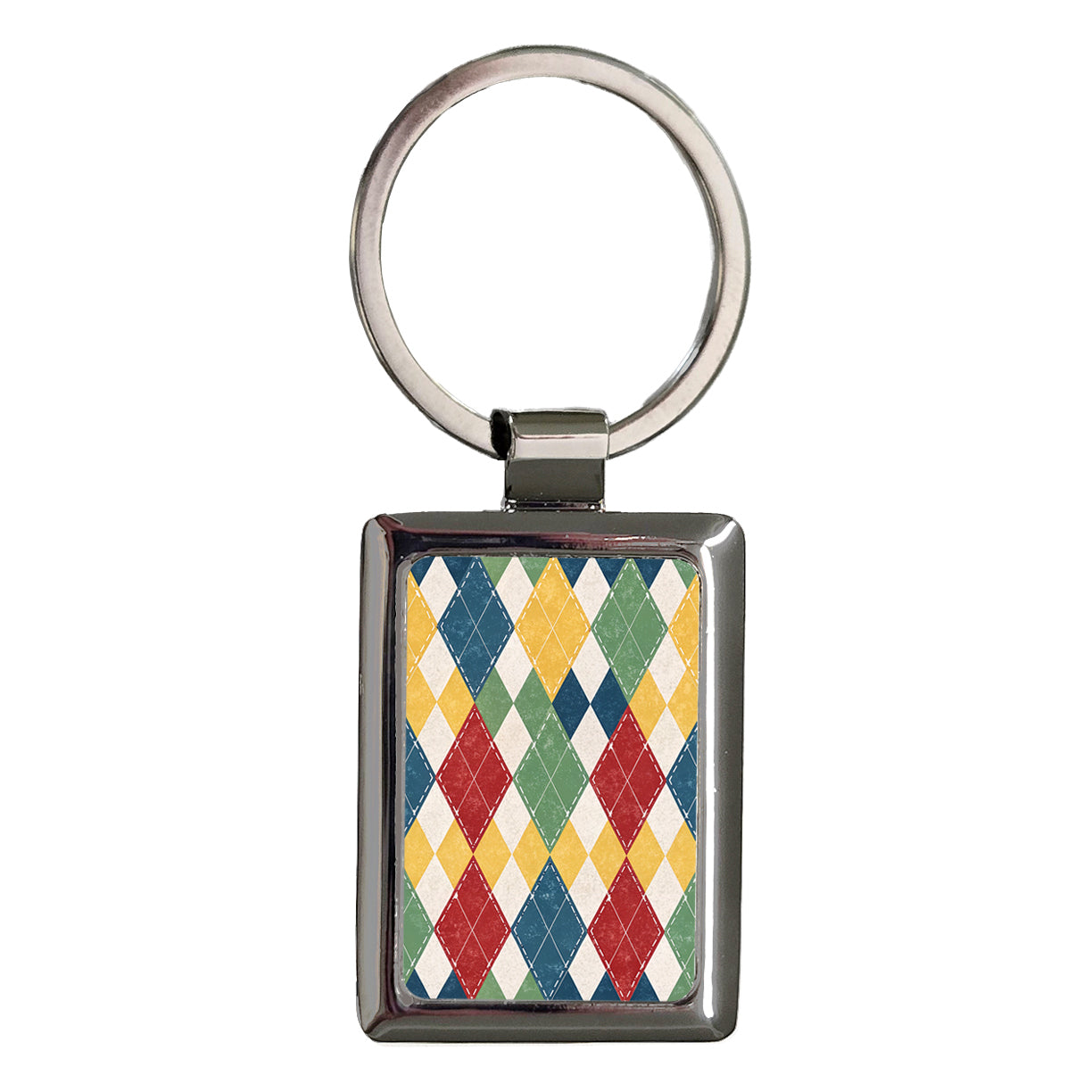 Harlequin Pattern Colorful Background Rectangle Metal Keychain