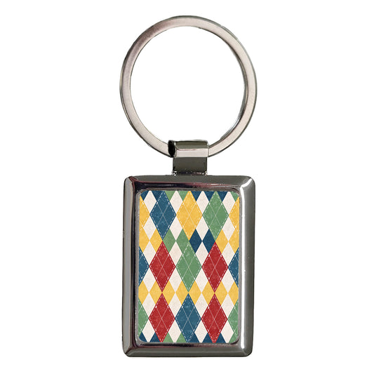 Harlequin Pattern Colorful Background Rectangle Metal Keychain
