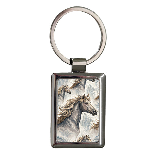 Horses Stunning Background Rectangle Metal Keychain