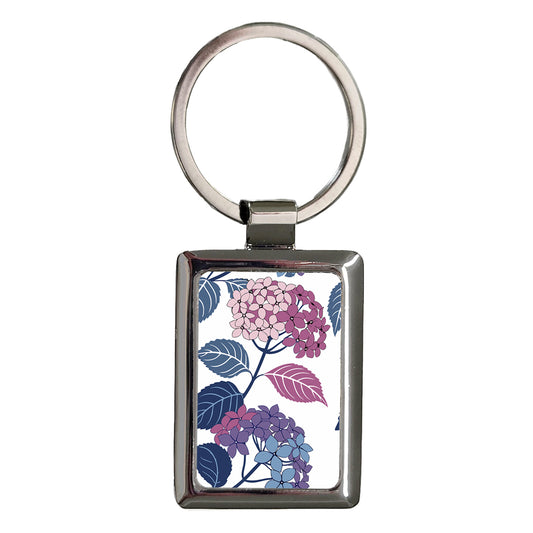 Hydrangea Flowers Cute Drawing Rectangle Metal Keychain
