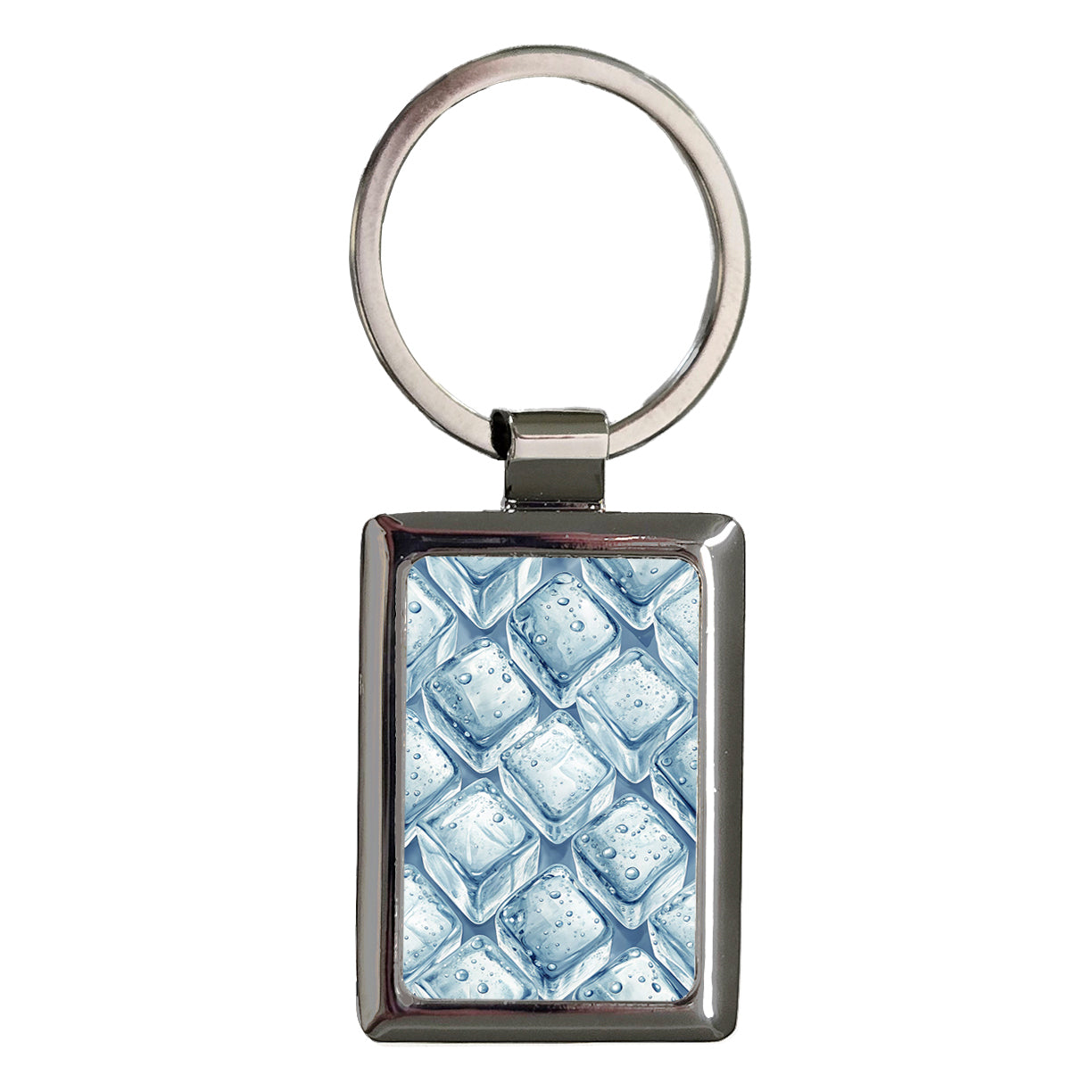Ice Cubes Background Rectangle Metal Keychain