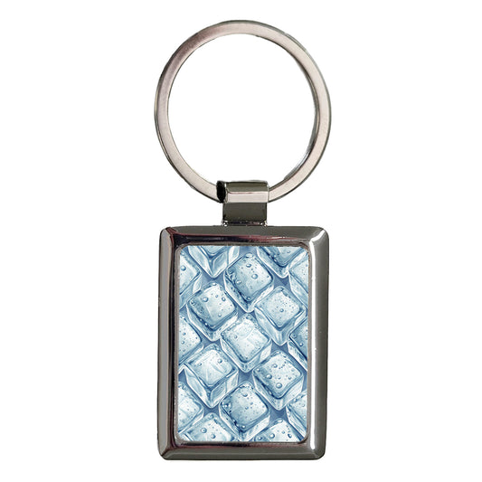 Ice Cubes Background Rectangle Metal Keychain