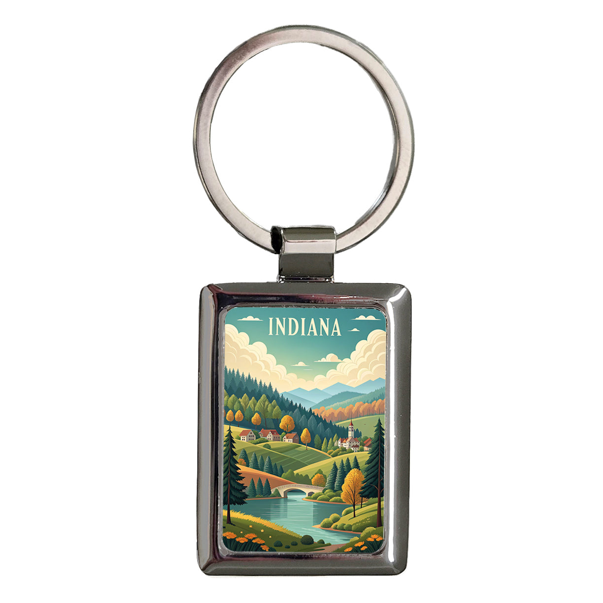 Indiana State Beautiful Scene Rectangle Metal Keychain