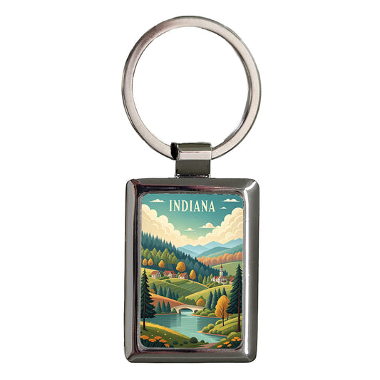 Indiana State Beautiful Scene Rectangle Metal Keychain