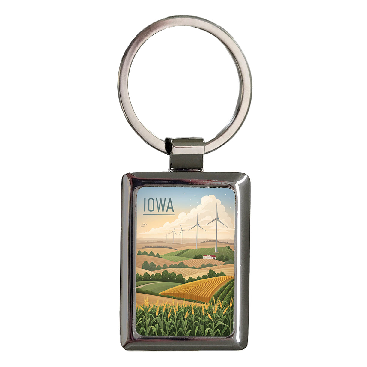 Iowa State Beautiful Scene Rectangle Metal Keychain