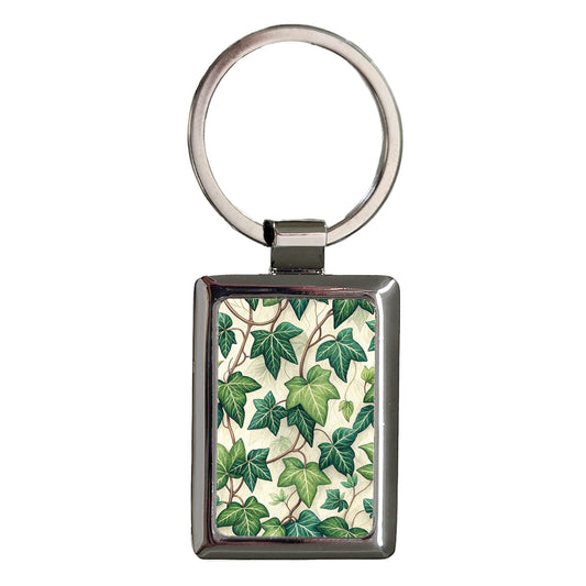 Ivy Vines Leaves Background Rectangle Metal Keychain