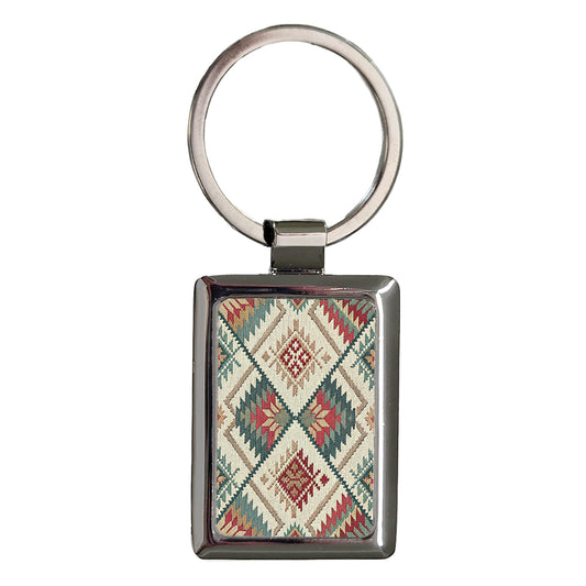 Jacquard Unique Background Rectangle Metal Keychain