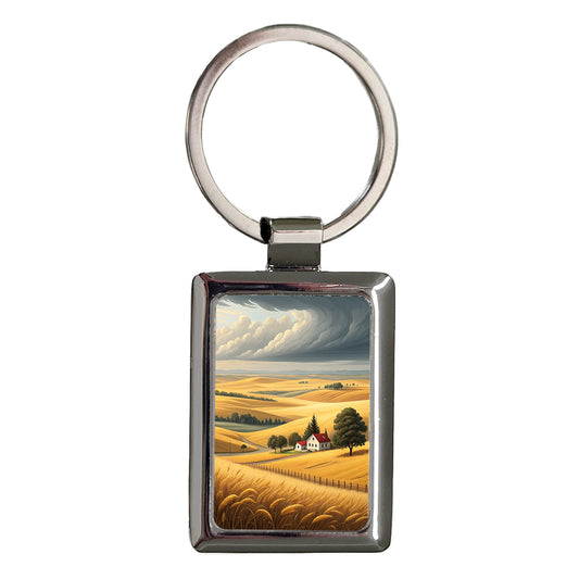 Kansas State Beautiful Scene Rectangle Metal Keychain