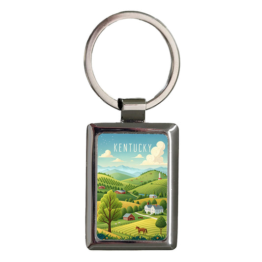 Kentucky State Beautiful Scene Rectangle Metal Keychain
