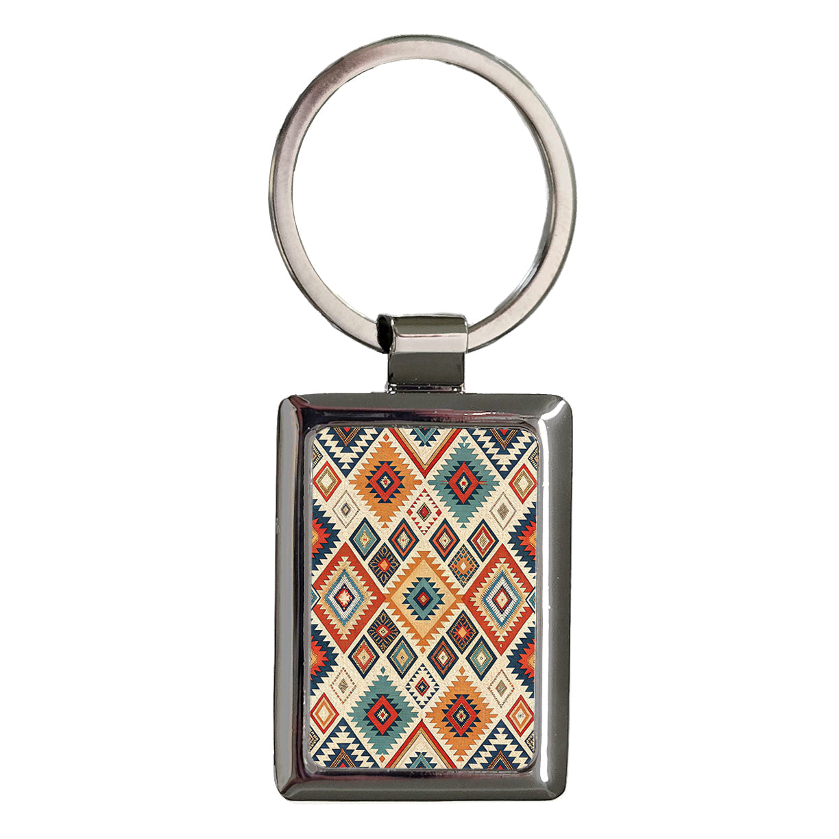 Kilim Pattern Background Rectangle Metal Keychain
