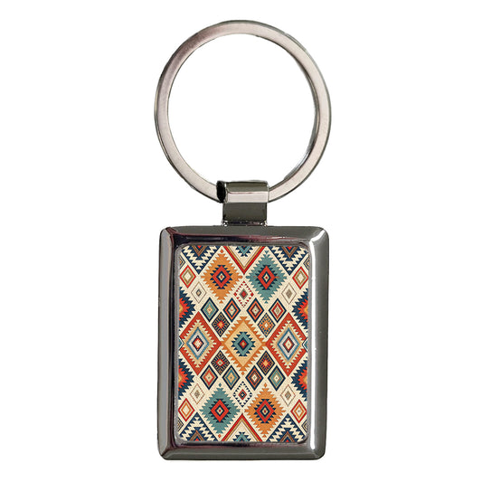 Kilim Pattern Background Rectangle Metal Keychain