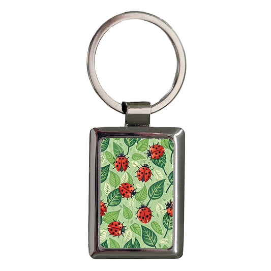 Ladybugs Fun Background Rectangle Metal Keychain