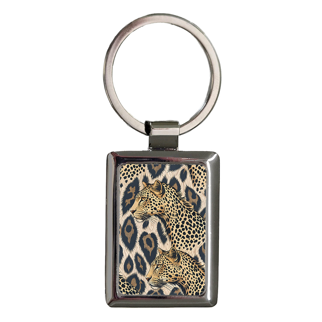Leopards Print Background Rectangle Metal Keychain