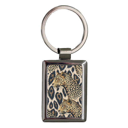 Leopards Print Background Rectangle Metal Keychain