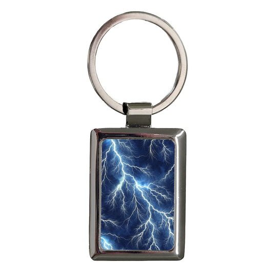 Lightning Storm Background Rectangle Metal Keychain