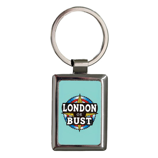 London Or Bust Background Rectangle Metal Keychain