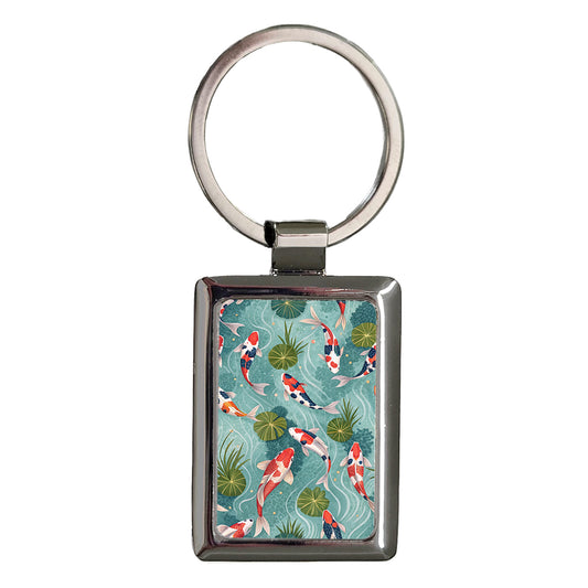 Lots Of Koi Fish Background Rectangle Metal Keychain