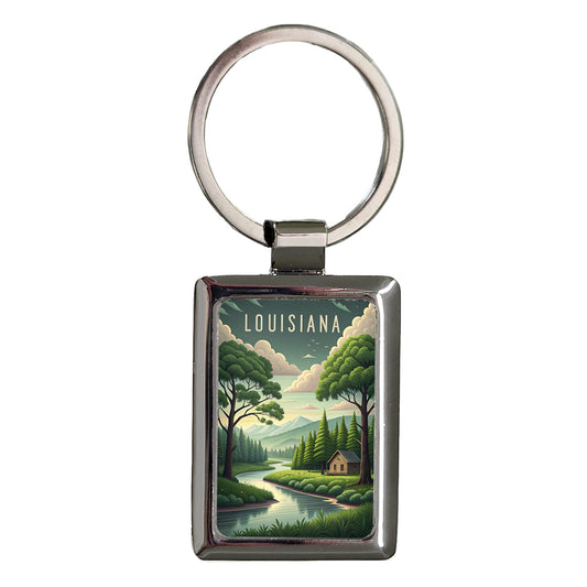 Louisiana State Beautiful Scene Rectangle Metal Keychain