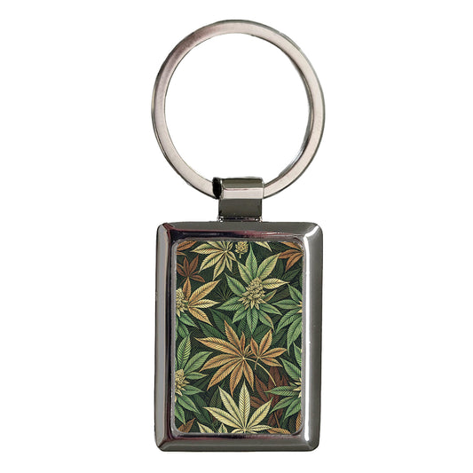 Marijuana Leaves Elegant Background Rectangle Metal Keychain