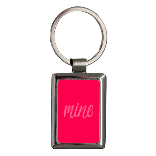 Mine Pink Funny Rectangle Metal Keychain
