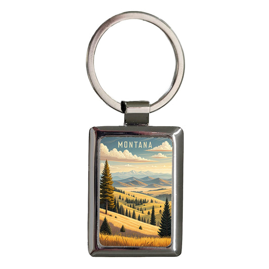 Montana State Beautiful Scene Rectangle Metal Keychain