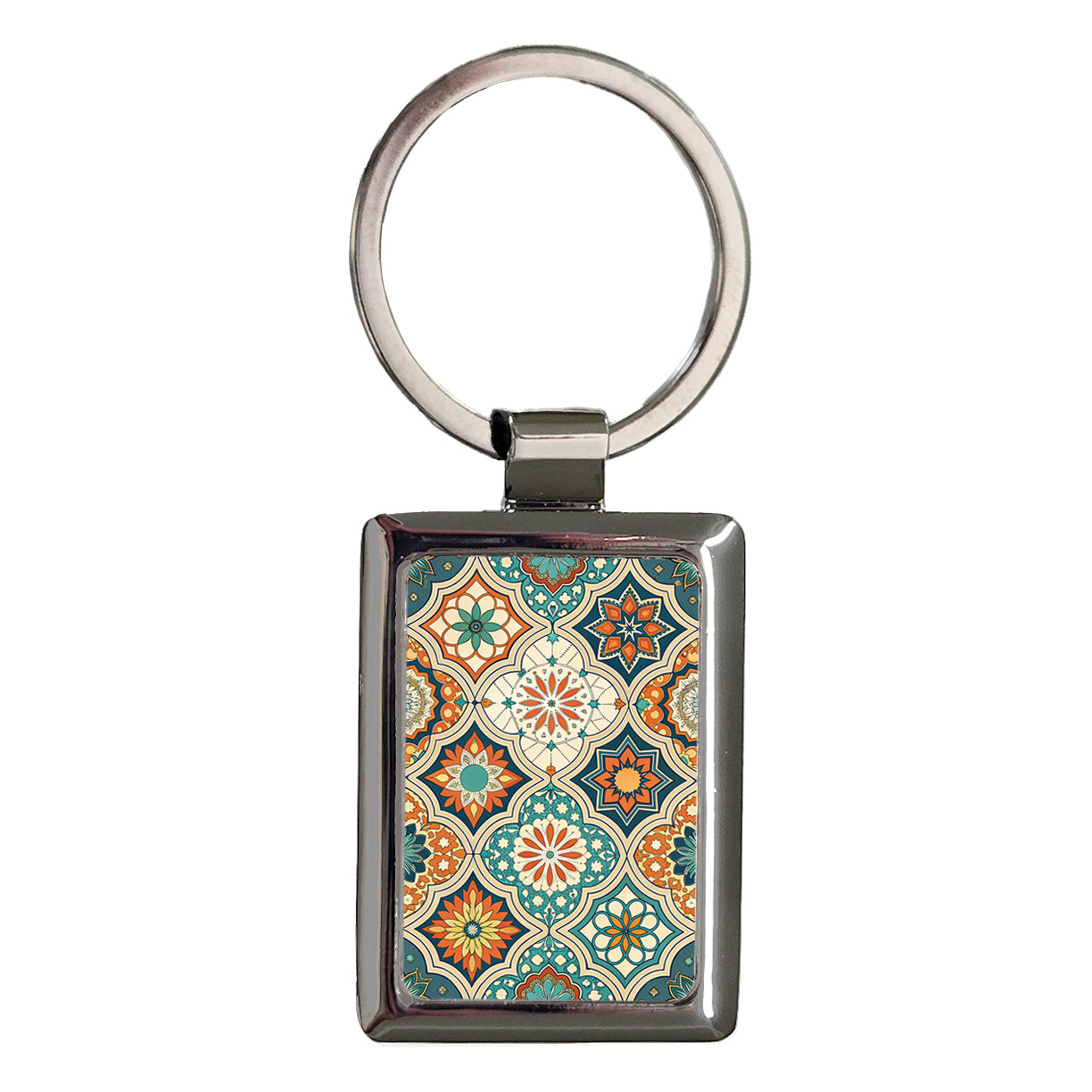 Moroccan Pattern Background Rectangle Metal Keychain