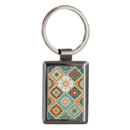 Moroccan Pattern Background Rectangle Metal Keychain