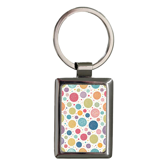 Multicolored Polka Dots Circles Background Rectangle Metal Keychain