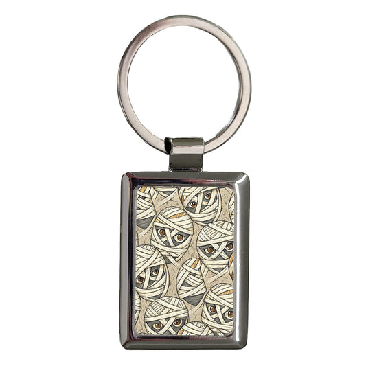 Mummy Wrap Background Halloween Rectangle Metal Keychain