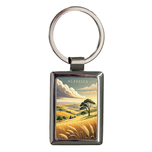 Nebraska State Beautiful Scene Rectangle Metal Keychain