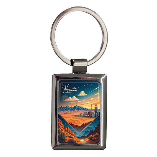 Nevada State Beautiful Scene Rectangle Metal Keychain