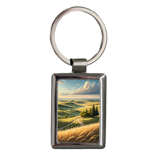 North Dakota State Beautiful Scene Rectangle Metal Keychain