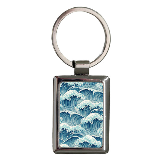 Ocean Waves Beautiful Background Rectangle Metal Keychain