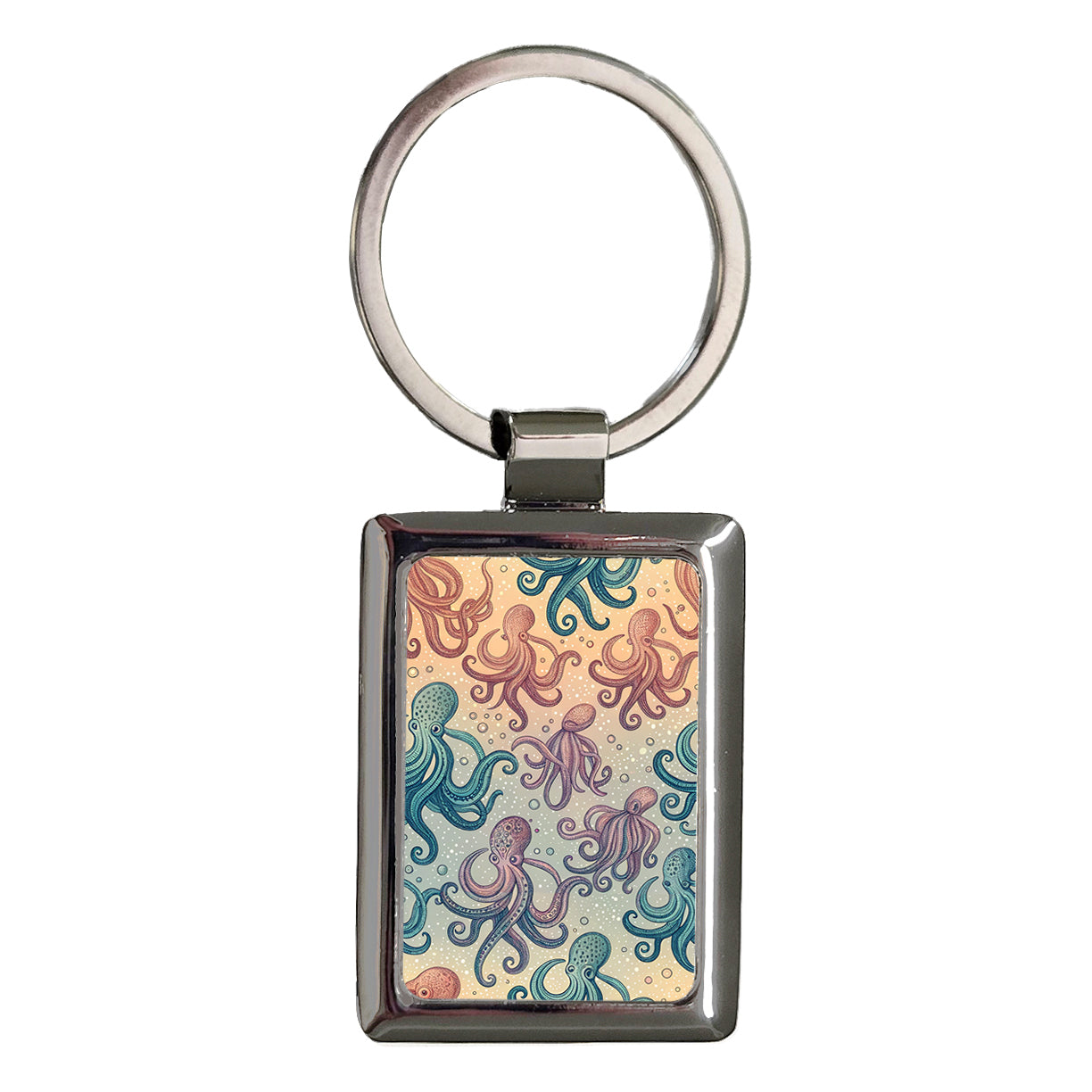 Octopus Colorful Background Rectangle Metal Keychain