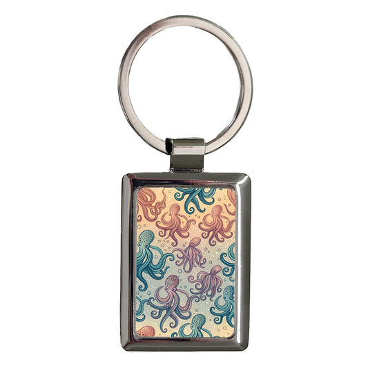 Octopus Colorful Background Rectangle Metal Keychain