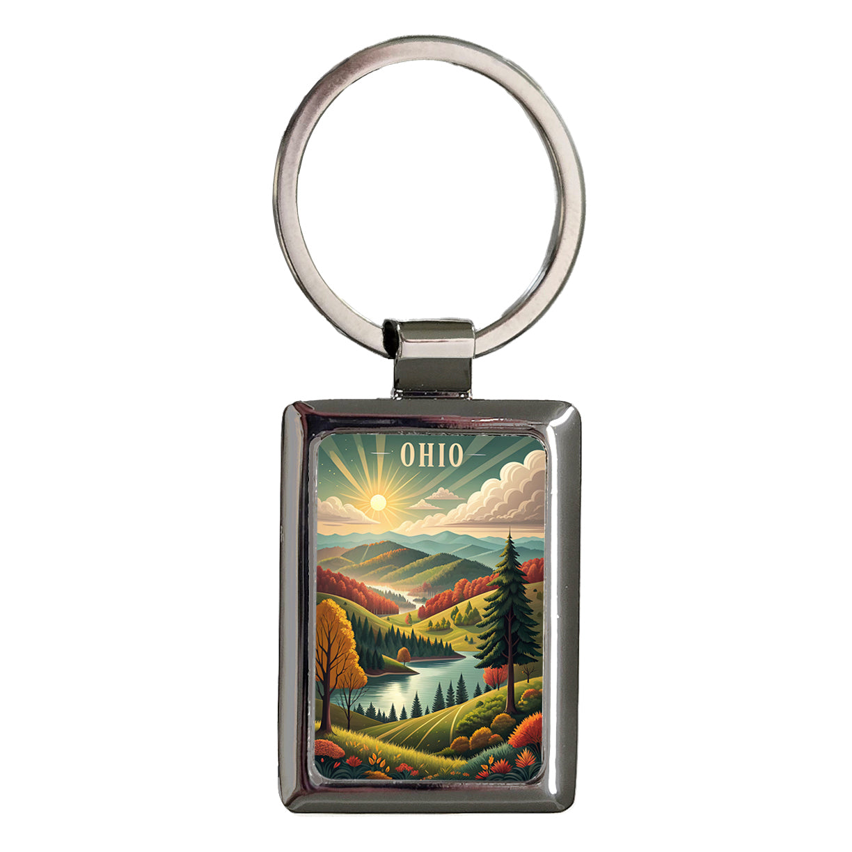Ohio State Beautiful Scene Rectangle Metal Keychain