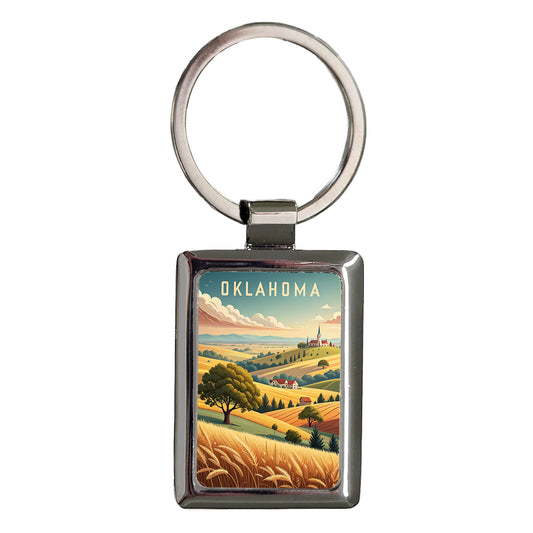 Oklahoma State Beautiful Scene Rectangle Metal Keychain