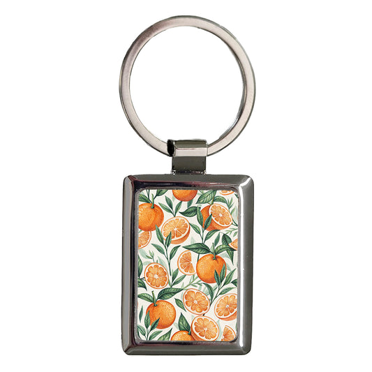 Oranges Citrus Pretty Background Rectangle Metal Keychain